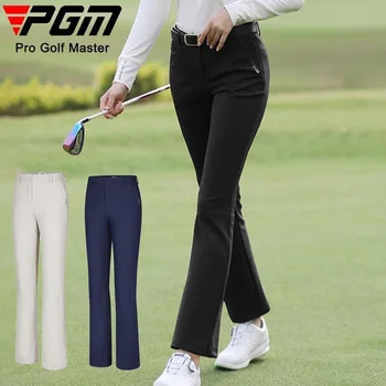 Дамски Топли разкроена панталони за голф PGM, женски Тънки спортни панталони за голф, Високи еластични всекидневни спортни панталони с джоб