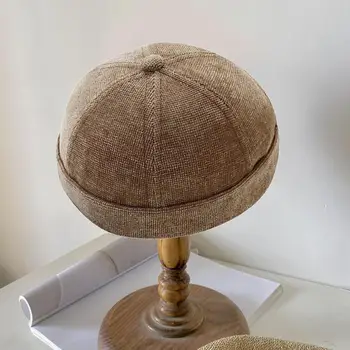 Проста шапка под формата на пъпеш, Ретро Шапки за усвояване на пот, Мъжки дамски шапка-докер без полета за cosplay
