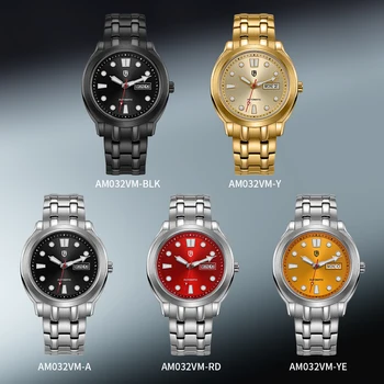 Мъжки автоматични механични часовници BERNY BERNY 8217, светлинен златен ден, дата, сапфир, водоустойчив ръчен часовник от неръждаема стомана за мъже
