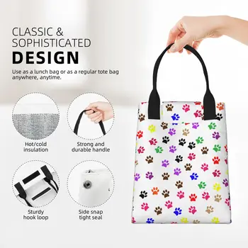 Цветен принт кучешки лапи, голяма модерна чанта за пазаруване с дръжка, множество пазарска чанта От здрав винтажной памучен плат