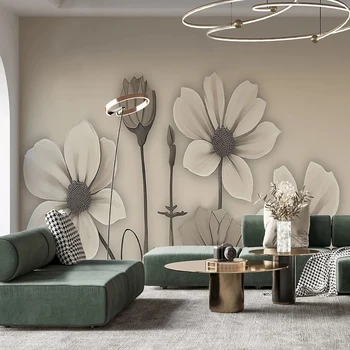 Индивидуален размер, модерна стенни рисувани в европейски стил с релефни цветя, Спалня, всекидневна, ТВ-на фона на Домашен интериор, 3D тапети