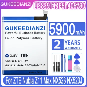 GUKEEDIANZI 5900 ма Li3839T43P6h406790 Взаимозаменяеми Батерия За мобилен телефон ZTE Nubia Z11 Max Z11Max NX523 NX523J висок Клас Батерия