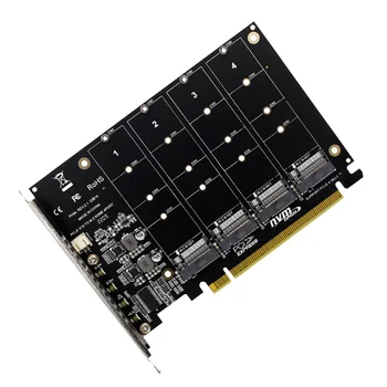 4 Порта M. 2 NVMe SSD за конвертиране на твърд диск на PCIE X16M с ключ, четец на карти за разширяване на скоростта на предаване на 4x32 gbps