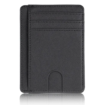 Нов дизайн, тънък кожен портфейл с RFID заключване, държач за кредитни ID-карти, портфейл, джоб за пари, за мъже, жени, Черен, сив, кафяв, модерна чанта