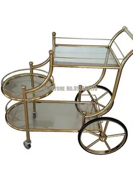 Шезлонг от неръждаема стомана и титан, трехслойная количка за вино, количка за напитки, количка за обслужване на магазин 4S, малък вестибюл