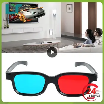 1 ~ 40ШТ 3D Очила стерео филм играта на DVD Мода стерео видео Син Червен обектив за Домашно кино Черна рамка Универсален