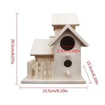Дървени птичи къщички с 3 дупки, дървени къщички, къщички за птички отвън, Къщичка за рисуване, Декоративна подвесная птичья скворечница за