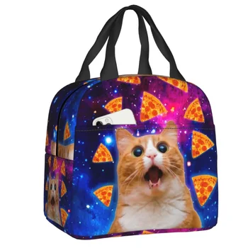 Забавна Термоизолированная чанта за обяд с котка за Пица, Женски Преносим Контейнер за обяд за работа, обучение, пътуване, Многофункционална кутия за храна