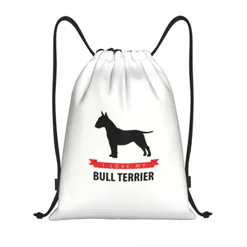 Обичай раница I Love My Bull Terrier с завязками, чанти за мъже и Жени, лека раница за домашни любимци, спортна раница за фитнес, чанта за йога