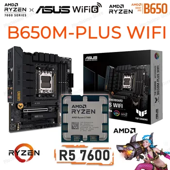 Дънна платка Socket AM5 AMD B650 Комбинирана Asus TUF GAMING B650M-PLUS дънната Платка на WIFI AM5 R5 7600 Комплект процесори AMD Ryzen 7600 CPU Нова