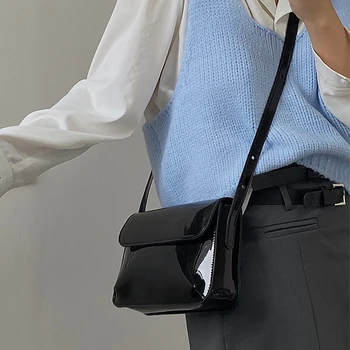 Реколта дамска чанта-месинджър, Модни малка квадратна чанта, Прости Ежедневни Преносими чанти за пазаруване от изкуствена кожа с Регулируеми Джапанки