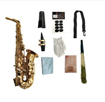Висококачествен Алт саксофон JK Keilwerth ST110 Eb Плосък Месинг, покрита със златист лак Дървен духов инструмент с калъф и аксесоари