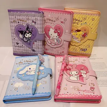 Нов Набор от Ръководства на Sanrio Kunomi Melody С Хубав Сърце за момичета, Канцеларски материали от Изкуствена Кожа, Магнитна бутон, Бележник, Подарък кутия