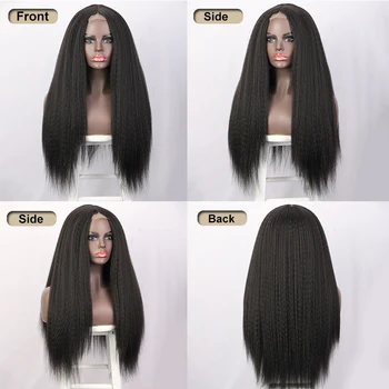 Къдрава Директни синтетични перуки за черни жени с Дължина 30 инча Яки Права перука средна част на Огнеупорни Перука от естествена коса Cosplay