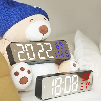 Led Дигитален Будилник с Висока температура и дата, Часовник с регулируема Яркост за Декорация на дома в хола