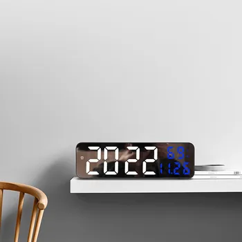 Led Дигитален Будилник с Висока температура и дата, Часовник с регулируема Яркост за Декорация на дома в хола