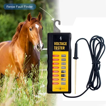 Електрически тестер за оградата на ранчото, измерване на напрежение 8000/12000 В, Водоустойчив portable farm инструмент с 8 крушки за проверка на напрежението