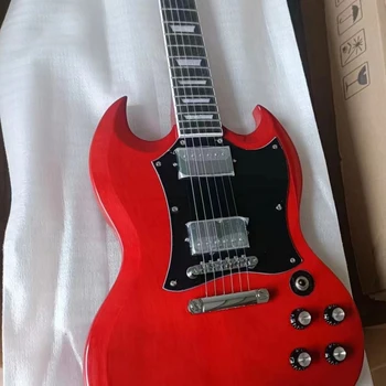 Професионална електрическа китара цвят бордо SG с корпус от махагон, джаз инструмент на американския занаятчийското производство
