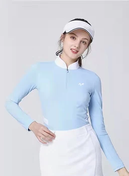Дамски новата есенно-зимна тениска с дълъг ръкав за голф, быстросохнущий дишаща спортен топ, ежедневни дрехи за улицата