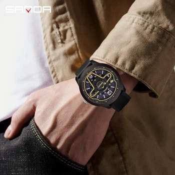 На BIANA, висок клас марка, ежедневни мъжки часовници, Класически бизнес мъжки кварцови часовници, Силиконови модерни спортни ръчни часовници с 3D-горивото на колата