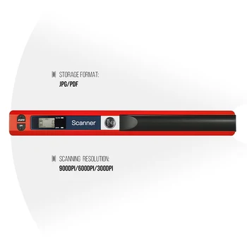 Портативен Ръчен Безжичен скенер Палки Формат A4 Размер на 900 dpi, във формат JPG/PDF с LCD дисплей за Получаване на бизнес документи, Книги, Снимки