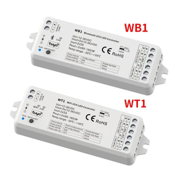 WB1 Bluetooth/WT1 WiFi Smart RF 2,4 G Контролер 2CH * 5A, Съвместими с приложението на Hristo, Гласово Управление, Регулатори за обикновен цвят led лента CCT
