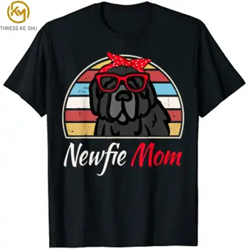 Реколта тениска Newfie Mom за любителите на кучета Нюфаундленд, Ежедневни памучен тениска Four Seasons за жени и мъже, памук Four Seasons