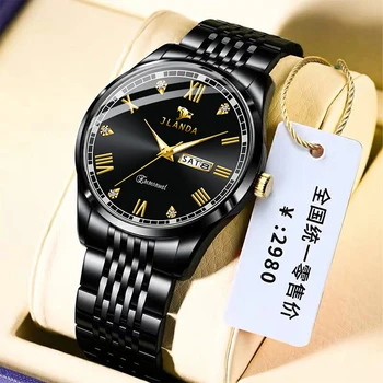JLANDA Мъжки часовник Модерен Мъжки Кварцов часовник от неръждаема стомана с водоустойчива дата за мъже, Бизнес Мъжки часовник Relogio Masculino