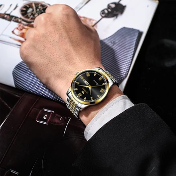 JLANDA Мъжки часовник Модерен Мъжки Кварцов часовник от неръждаема стомана с водоустойчива дата за мъже, Бизнес Мъжки часовник Relogio Masculino