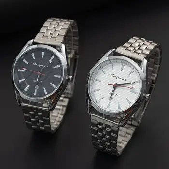 Мъжки часовник с метална каишка, Светлинен Календар, Корейски кварцов часовник с Метална каишка, Ежедневни часовници