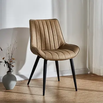 Модерни Прости трапезни столове с облегалка за кухня Nordic Light Луксозен Домашен стол за хранене, Работен плот в хотел Кожени Столове GM