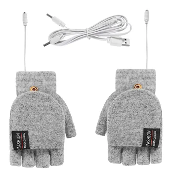 Зимно топло за ръце за лаптоп със сензорен екран, ръкавици с топъл, Унисекс, имитация на плетене, USB