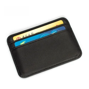 Нов елегантен Мъжки портфейл от 100% агнешка кожа от естествена кожа, Мъжки Тънък мини държач за кредитни карти, Малко портфейла за карти, мъжки портфейл за карти