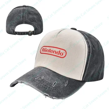 Мода на Nintendo каубой бейзболна шапка на Мъже, Жени Реколта регулируеми смесени цветни шевове бейзболни шапки се измиват татко шапка