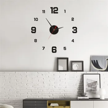 Творчески скандинавските прости цифрови часовници Сам безшумни стенни часовници за кабинет, хол, стенни часовници-стикер