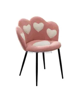 Лесен луксозен стол за хранене с мрежа, червен стол за грим, пинк тоалетна табуретка, просто креативна облегалка принцеса на феите, маса за маникюрного салон