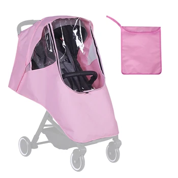 Дъждобран за детска количка с прозрачен прозорец, водоустойчив, ветрозащитный, за улици, с чанта за съхранение, аксесоари, Сгъваема детска мрежа за пътуване