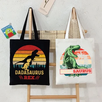 Графика Dadsaurus Rex Дамски Чанти Harajuku, чанти за пазаруване с животни, Cartoony Динозавър, Ежедневна чанта на рамото, Модни Дамски чанти-тоут