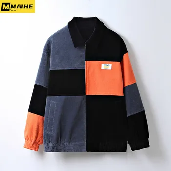 Плюс 7XL Пролет-Есен Мъжко яке в стил ретро, Хип-хоп, вельветовое палто, Корейски Тенденция, Широки, по-големи размери, цвят сако с ревери в стил мозайка за мъже