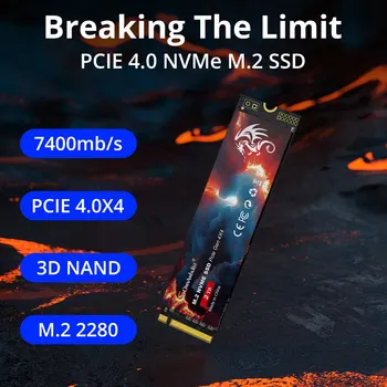 SomnAmbulist SSD PCIe4.0x4 NVMe 7400MB/s M. 2 2280 1 TB И 2 TB PCIe 4,0 Вътрешен твърд диск За Десктоп игрова конзола, Лаптоп