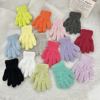 Детски ръкавици от коралов руно Ярки Цветове, възли меки топли детски ръкавици, зимни, пролетни бебешки ръкавици с пълни пръсти