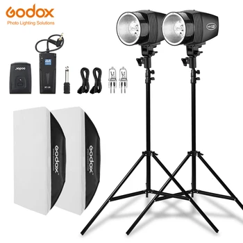 Комплект стробоскопической на студийната светкавица Godox 300Ws 2x150ws с спусъка RT-16 и софтбоксом 2x50x70 см и стойка 2x190 см за Canon