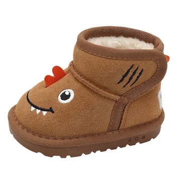 Детски зимни обувки за момичета, топло обувки от плюш, мека, устойчива на плъзгане обувки от дебел памук, Детски къси ботильоны