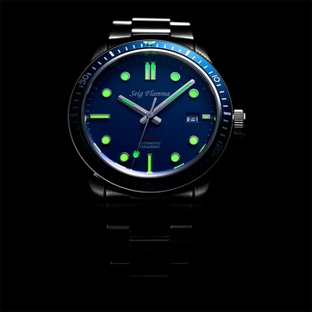 Мъжки часовник Seig Flamma 42 мм Ретро Автоматичен механичен механизъм NH35 200 м Водоустойчива сапфировые флуоресцентни луксозни ръчни часовници