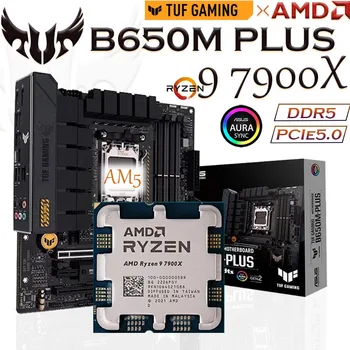 Дънна платка TUF SYNAPTIC B650M PLUS D5 + Разход на процесор AMD R9 7900X 12 Ядра 24 поток DDR5 PCIe5.0 EXPO RGB Комплект на дънната платка