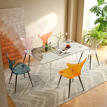 Пятицветный Кристална Стол с Риба Опашка, Стол за грим, Акрилна Мебел, маса за Хранене, стол с облегалка, Ежедневна употреба Дизайн, за дневната