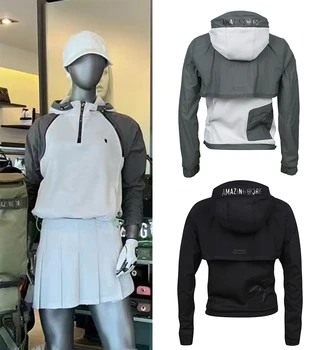 Дамски дрехи за голф, яке с качулка, есента свободен приятелка, с дълъг ръкав, ръкави, модерен жилетки, тениски 8041#