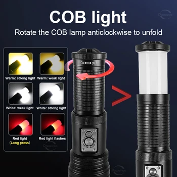 2023 най-Новият бял лазерен COB led фенерче на Далечни разстояния, акумулаторна лампа с телескопическим увеличение USB 18650, мощен тактически фенер