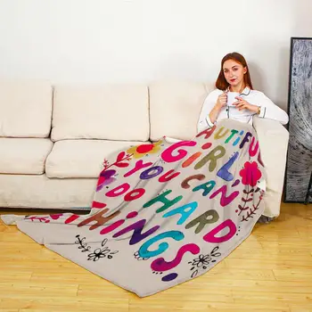 Фланелевое одеяло за пътуване Меки и Уютни Фланелен Одеяла с Вдъхновяващи акварельными флорални щампи за Пътуване в стаята и Офиса, Мека