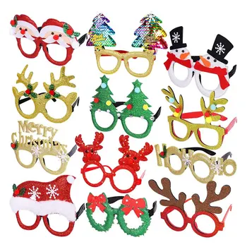 12 бр. Коледни очила, лъскави рамки за партита, Коледна украса, облекло очила за Коледно парти